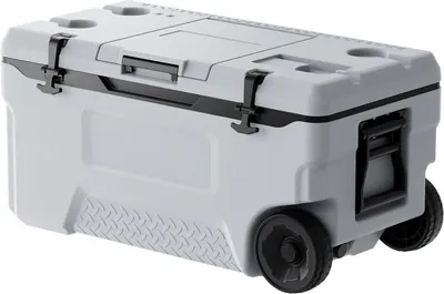 Produktbild von Rollbare Tragbare Kühlbox Isoliert mit Getränkehalter 74Qt(120 Dosen) - Isolierte Kühltasche auf Rädern