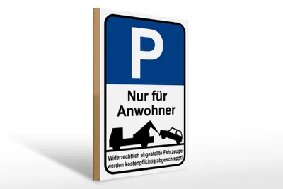 Produktbild von Holzschild  Hinweis Parkplatzschild nur Anwohner,  40x30 cm, Holzschilder Achtung Widerrechtlich
