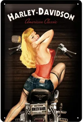 Image de Nostalgic-Art - Plaque en métal 20 x 30cm - Harley-Davidson - Biker Babe