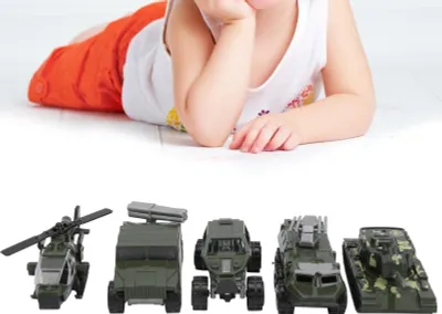 Produktbild von 5-teiliges Simulations-Panzerspielzeug-Set, Legierung, Fahrzeug, Automodell, Zurückziehen, Spielzeug, Geschenk für Kinder (701A)