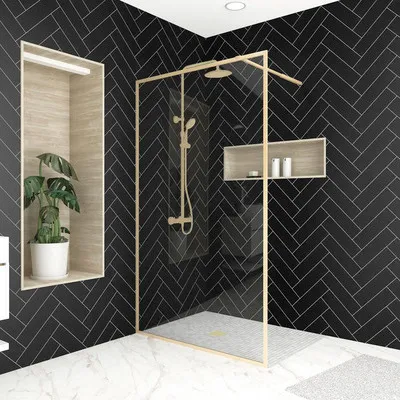 Produktbild von Walk In mit Aurlane Golden Edge 120 x 200 cm Profil gold Klarglas Reversibel