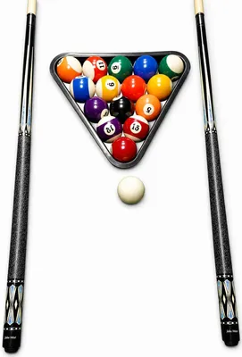 Produktbild von John West Profi Billard Set - Kugeln + Triangel + 2 Profi Queues JW-3