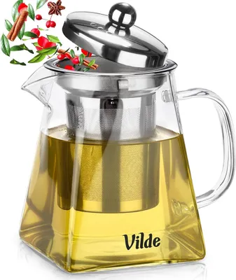 Produktbild von Vilde | Teekanne mit Siebeinsatz - 490 ml - Hitzebeständig - Mit Edelstahl Filter - Für Losen Tee - Teebereiter