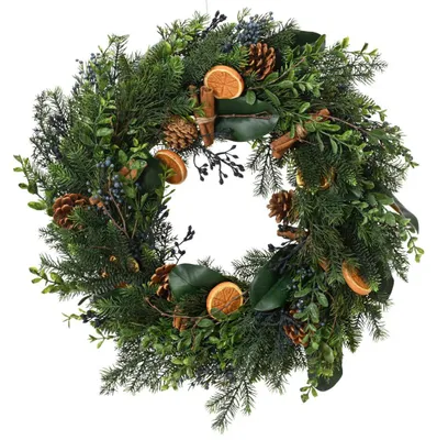 Produktbild von Kaemingk Decoris Künstlicher Weihnachtskranz grün traditionell Ø 60 cm H 14 cm