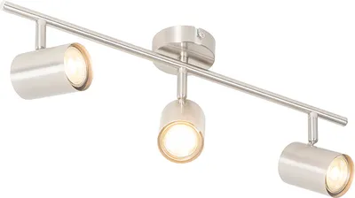 Zdjęcie produktu dla QAZQA – nowoczesna lampa sufitowa I lampa sufitowa I lampa I oprawa oświetleniowa ze stali I srebrna I matowy nikiel 3-punktowa regulowana belka punktowa – Jeana I salon I sypialnia – stal podłużna – LED geeig