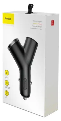 Zdjęcie produktu dla Baseus Y Type Car Charger Ładowarka Samochodowa 2X Usb + Gniazdo Zapalniczki 3.4A Czarny (Ccall-Yx01)
