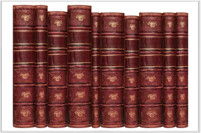 Produktbild von Wallario Wandbild Alte Bücher mit rotem Ledereinband, Größe: 61 x 91,50 cm, Poster mit weißem Aluminiumrahmen
