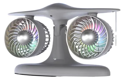 Produktbild von Zimilo Tischventilator mit Doppelluefter, 3000mAh, Turbolüfter mit 3 Stufen, Touch-Bedienung, RGB-Licht, USB, Buero, Camping, Grau