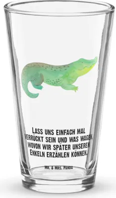 Produktbild von Mr. & Mrs. Panda Glas Krokodil - Transparent - Geschenk, Cocktailglas, Lieblingsmensch, Krokodile, Longdrinkglas, Meer, Verrückt sein, Wasserglas, Tumbler, Beste Freundin