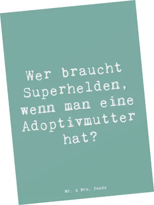 Produktbild von Mr. & Mrs. Panda Grußkarte Spruch Adoptivmutter Heldin - Meeresbrise - Geschenk, Familienliebe, Alltagshelden, Ansichtskarten, Familie, Mutterschaft, Ansichtskarte