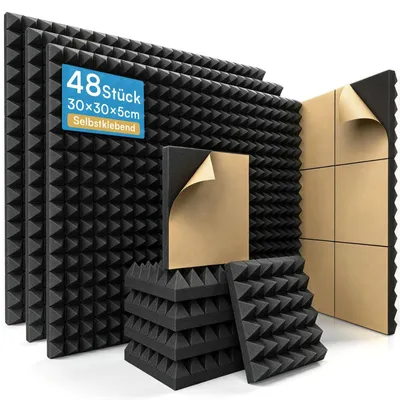 Produktbild von Omgoods – Set mit 48 Pyramidenförmigen Schaumstoff-Schalldämmplatten