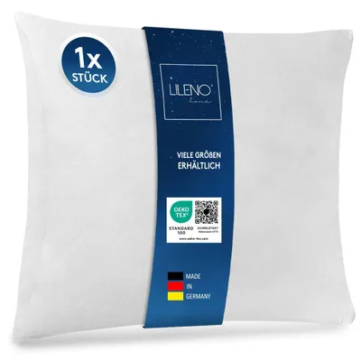 Produktbild von LILENO HOME 1er Set Kissenfüllung 80 x 80 cm - 40°C waschbares Innenkissen geeignet für Allergiker - Polyester Kisseninlet als Couchkissen, Sofa Kissen, Cocktailkissen und Kopfkissen