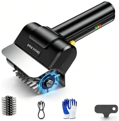 Produktbild von Elektrische Grillbürste - 600 U/min - 2000mAh - BBQ Grillbürste - USB-C wiederaufladbar - Edelstahlborsten - für Grill & Rost Reinigung