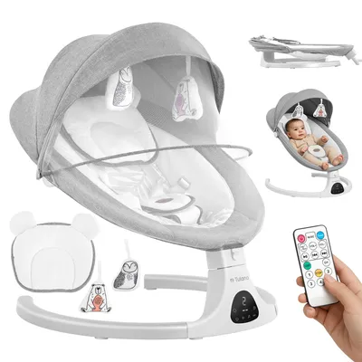 Produktbild von TULANO Astrid 35 Grau | Elektrische Kinderwippe Babywippe Babyzubehör | Automatische Wippfunktion mit Zeiteinstellung: 8, 15 oder 30 Minuten