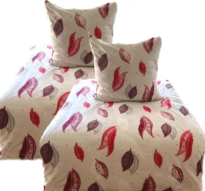 Produktbild von aboutyourhome bettwäsche Bettwäsche Fleece Winter Blätter Weiß Rot 135x200 80x80, 4tlg.
