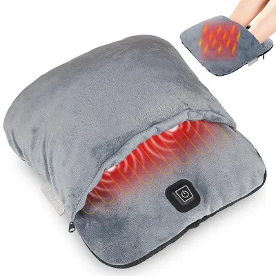 Produktbild von Elektrischer Fußwärmer mit Vibrationsmassage, Weicher Flanell, 3 Einstellungen, USB