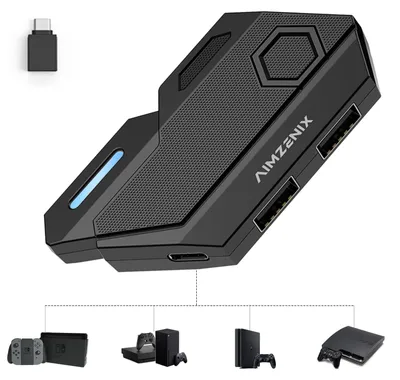 Obrázek produktu pro Adaptér pro klávesnici a myš Arvin, kompatibilní s Nintendo Switch/Xbox/PS3/PS4, kabelový