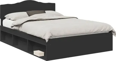 Produktbild von vidaXL Bettrahmen Schwarz 140 x 200 cm Massives Kiefernholz