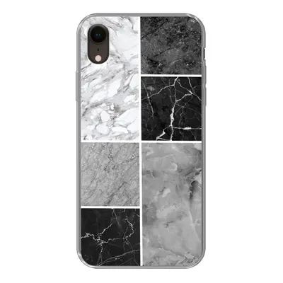 Produktbild von MuchoWow® Handyhülle Schutzhülle Hülle für iPhone XR Marmor - Schwarz - Weiß Silikon Softcase Handy Hülle - Schutzdeckel