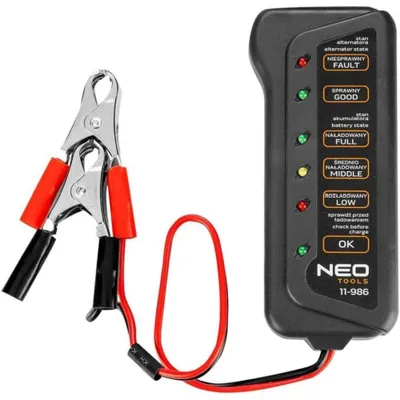 Immagine prodotto di NEO TOOLS Tester per batterie e carica a LED da 12 V