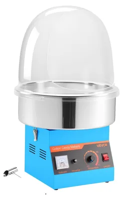 Obrázek produktu pro VEVOR Elektrický stroj na cukrovou vatu 1000 W, stroj na cukrovou vatu s krytem, nerezovou miskou a lžičkou na cukr, ideální na karneval, narozeniny, rodinné oslavy, stroj na cukrovou vatu modrý