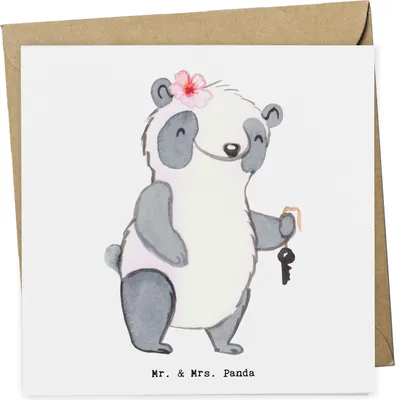 Produktbild von Mr. & Mrs. Panda Klappkarte Vermieterin Herz - Weiß - Geschenk, anlasskarte, faltkarte, Glückwunschkarte, Grußkarte, doppelkarte