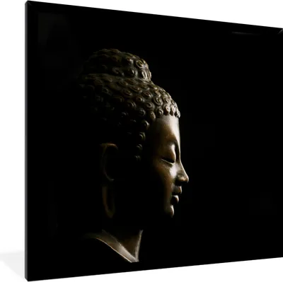Produktbild von MuchoWow® MuchoWow® Gerahmtes Poster Buddha - Gesicht - Schwarz 40x40 cm - Poster mit zchwarzem Bilderrahmen - Mit Rahmen - Wanddekoration Schlafzimmer