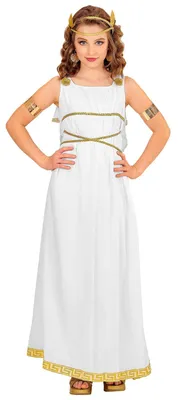 Kinderkostüm Griechische Göttin, Kleid + Lorbeerkranz, 140 cm