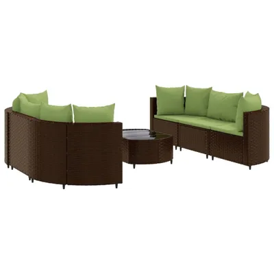 Produktbild von 7-tlg. Garten-Sofagarnitur mit Kissen Braun Poly Rattan