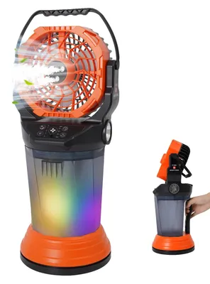 Image de Ventilateur brumisateur, multifonctionnel, design portable, couleur orange