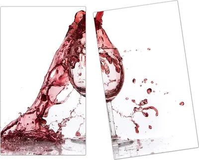 Produktbild von Spritzschutz Herdabdeckplatte Schneidebrett aus Glas verschütteter Rotwein 2-Teilig (60x52cm)