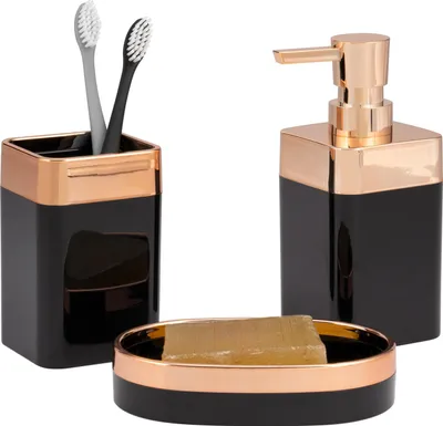 Image de bremermann Set de salle de bain 3 pcs. SAVONA, plastique, set d'accessoires de salle de bain