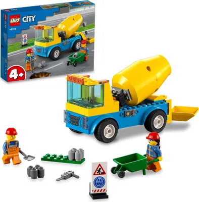 Produktbild von LEGO 60325 City Starke Fahrzeuge Betonmischer, LKW-Spielzeug mit Baustelle, Baufahrzeugen und Minifiguren für Kinder ab 4 Jahren, kreatives Geschenk