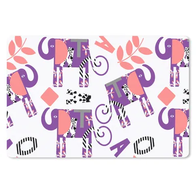 Produktbild von MuchoWow® Mauspad Mousepad Elefanten - Blätter - Lila - Muster 27x18 cm - Mousepads - Maus Mat - Pad - Mausunterlage - Büroartikel - Desk Matten