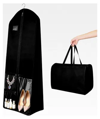 Produktbild von Kleidersack lang 180×60 cm mit Reißverschluss, faltbare Kleiderhülle für Brautkleider, Kleider, Abendkleider, lange Mäntel und Anzüge