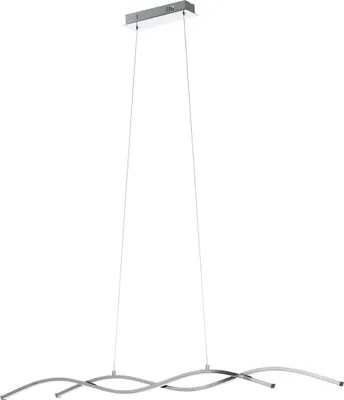 Produktbild von EGLO LED Pendellampe Lasana 2, 2 flammige Pendelleuchte, Hängeleuchte aus Alu, Stahl, Kunststoff, Farbe: Chrom, weiß, L: 120 cm