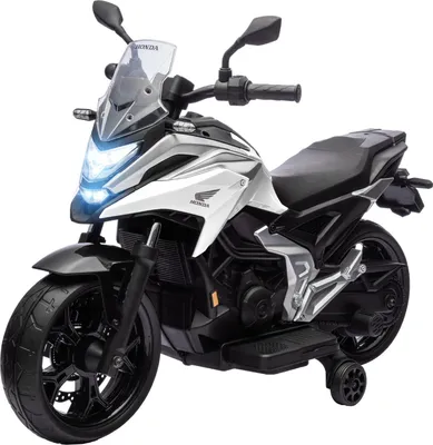 Produktbild von Kinder Elektro-Motorrad, 12V Kindermotorrad mit MP3, USB, LED-Scheinwerfer, Kinderfahrzeug mit Frühpädagogischen Funktionen, Trainingsrädern, 3km/h, für 3-6 Jahre, Weiß