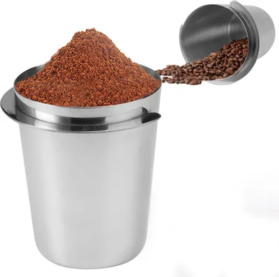 Produktbild von Kaffee Siebträger Dosierbecher,51mm Edelstahl Kaffeeverteiler Kaffee Dosierbecher Kaffeepulver Empfangstasse Dosing Cup Siebträger Sage Dosierbecher Pulver-Feederteil für Espressomaschine
