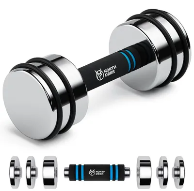 Image de Haltères réglables, poids de 15 kg - Haltères en acier compacts - Poignées en mousse - Idéaux pour la musculation à domicile