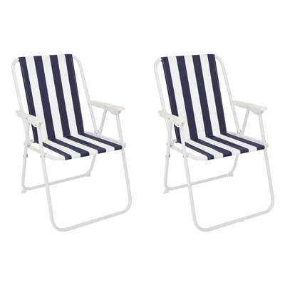 Produktbild von 2er Set Campingstuhl Blau/Weiß gestreift