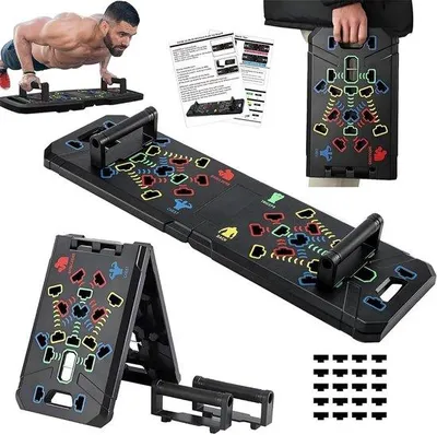 Produktbild von 30-in-1-faltbarer Push-up-Fitness-Trainingsständer mit Griffen, faltbarer Push-up-Trainer, Trainingsgerät für Brustmuskeln, Krafttrainingsgerät für Männer und Frauen