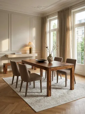 Produktbild von Esszimmertisch MUMBAI 160x80x76 cm Sheesham Massivholz Esstisch Zeitlos, Küchentisch Rechteckig, Holztisch Esszimmer Schlicht, Großer Speisetisch Holz