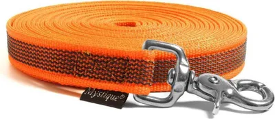 Produktbild von Mystique® Gummierte Schleppleine 20mm mit HS rostfreiem Scherenkarabinerhaken neon orange 5m