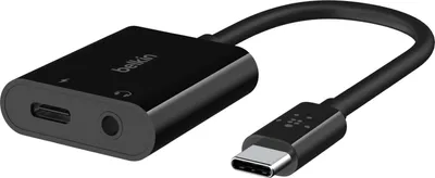 Produktbild von Belkin NPA004BTBK, USB 3.2 Gen 1 (3.1 Gen 1) Type-C, 3.5mm, USB Typ-C, 20000 Hz, Schwarz, 60 W, Qi-Certified