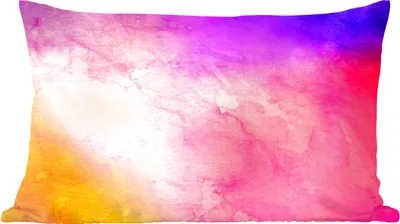 Produktbild von MuchoWow® Zierkissen Sofakissen Wohnzimmer Dekokissen 50x30 cm Aquarell - Gelb - Lila - Rosa - Wohnzimmerdekoration - Polster mit Photo