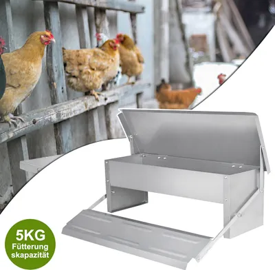 Produktbild von XMTECH Automatické kŕmidlo na 5 kg krmiva, kŕmidlo pre hydinu Kŕmidlo pre kurčatá so samootváracím pedálom a vodotesným vekom, automatické kŕmidlá Kŕmne žľaby