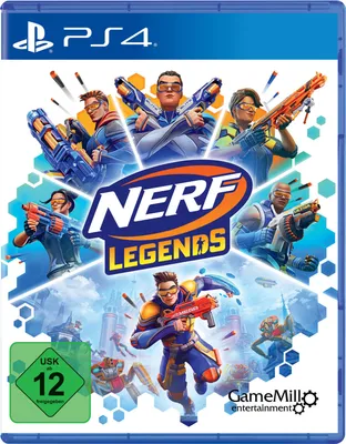The cover art for the video game Nerf Legends for PlayStation 4.