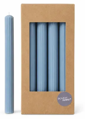 Produktbild von Boltze Stabkerze Classic (4-tlg., blau, 25 cm, aus Wachs, geriffelte Oberfläche)