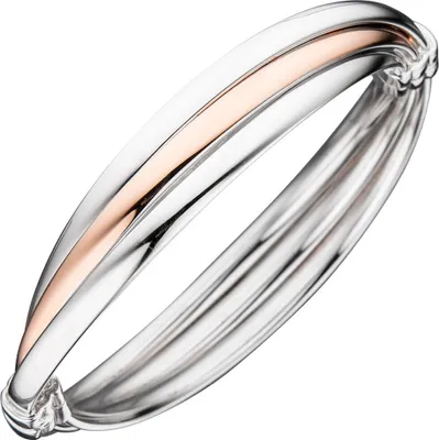 Produktbild von 12,3mm Armreif Armschmuck Armband außen oval 925 Silber teilrotvergoldet bicolor
