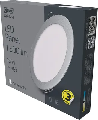 Image de EMOS LED plafonnier PROFI argent, 22,5 cm, 18 W, blanc neutre, ZD1242